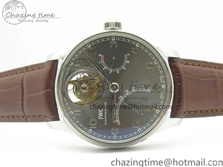 MIROTIME 0701 Lightweight Portuguese Tourbillon IW504602 SS ZF Best Edition Gray Dial on Brown Leather Strap 7177